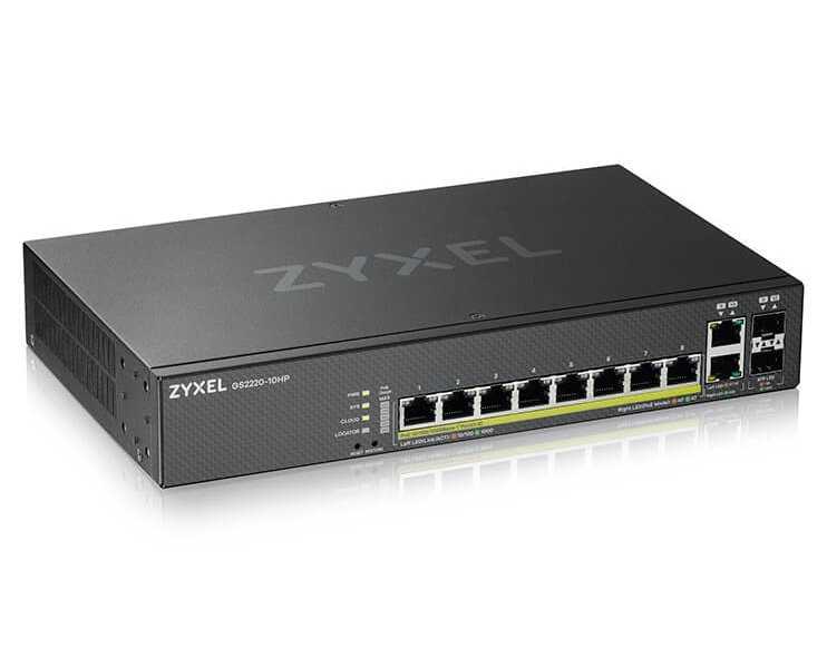 ZyXEL GS2220-10HP 8-port GbE L2 PoE switch, GbE Uplink, NCC Pro pack licence na 1 rok