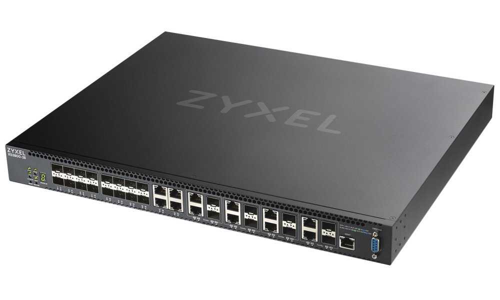 ZyXEL XS3800-28, 28-port 10GbE L2+ Managed Switch Nebula Flex Pro (dual AC,1 year NCC Pro pack license bundled)