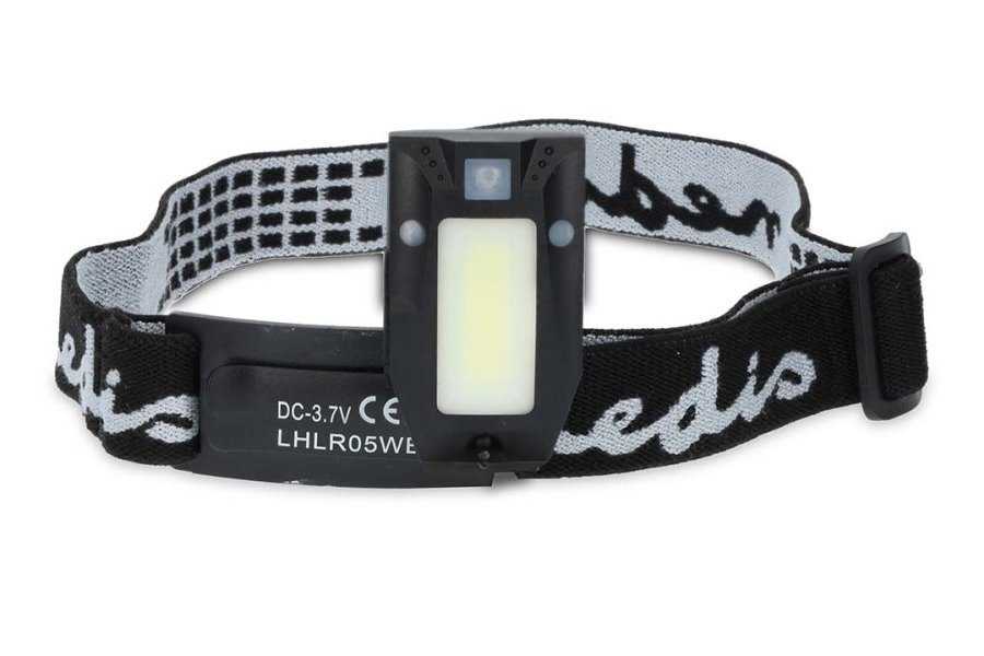 NEDIS LED čelovka/ 180 lm/ napájení z baterie/ napájení z USB/ 3.7 V DC/ včetně baterií/ dobíjecí/ černá
