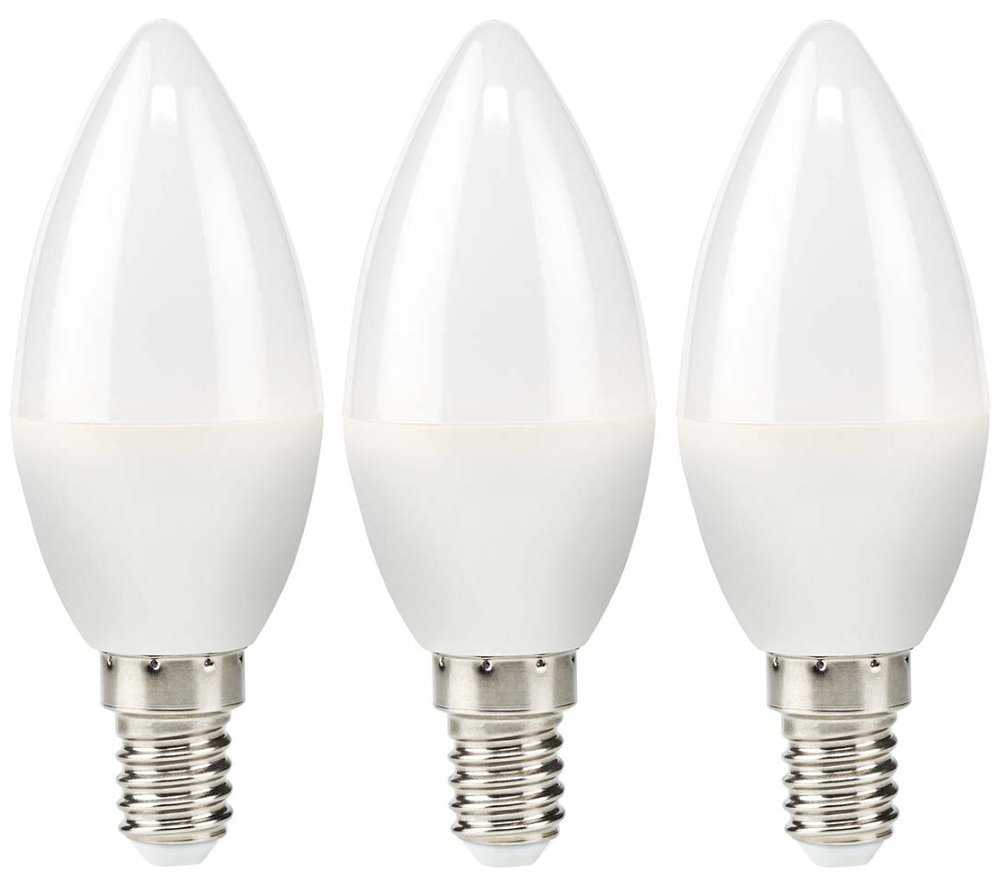 NEDIS LED žárovka E14/ svíčka/ 4,9 W/ 220 V/ 470 lm/ 2700 K/ teplá bílá/ matná/ 3 kusy