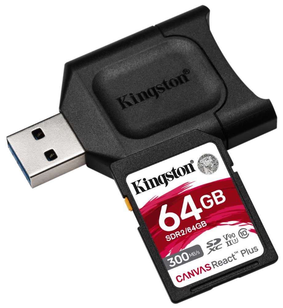 KINGSTON Canvas React Plus 64GB SDXC / UHS-II V90 U3 / CL10 / + USB čtečka  (2roky  záruka na čtečku)