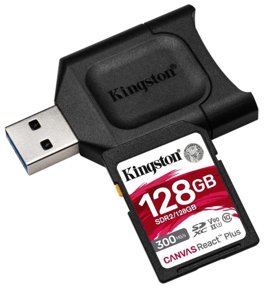 KINGSTON Canvas React Plus 128GB SDXC / UHS-II V90 U3 / CL10 / + USB čtečka  (2roky  záruka na čtečku)