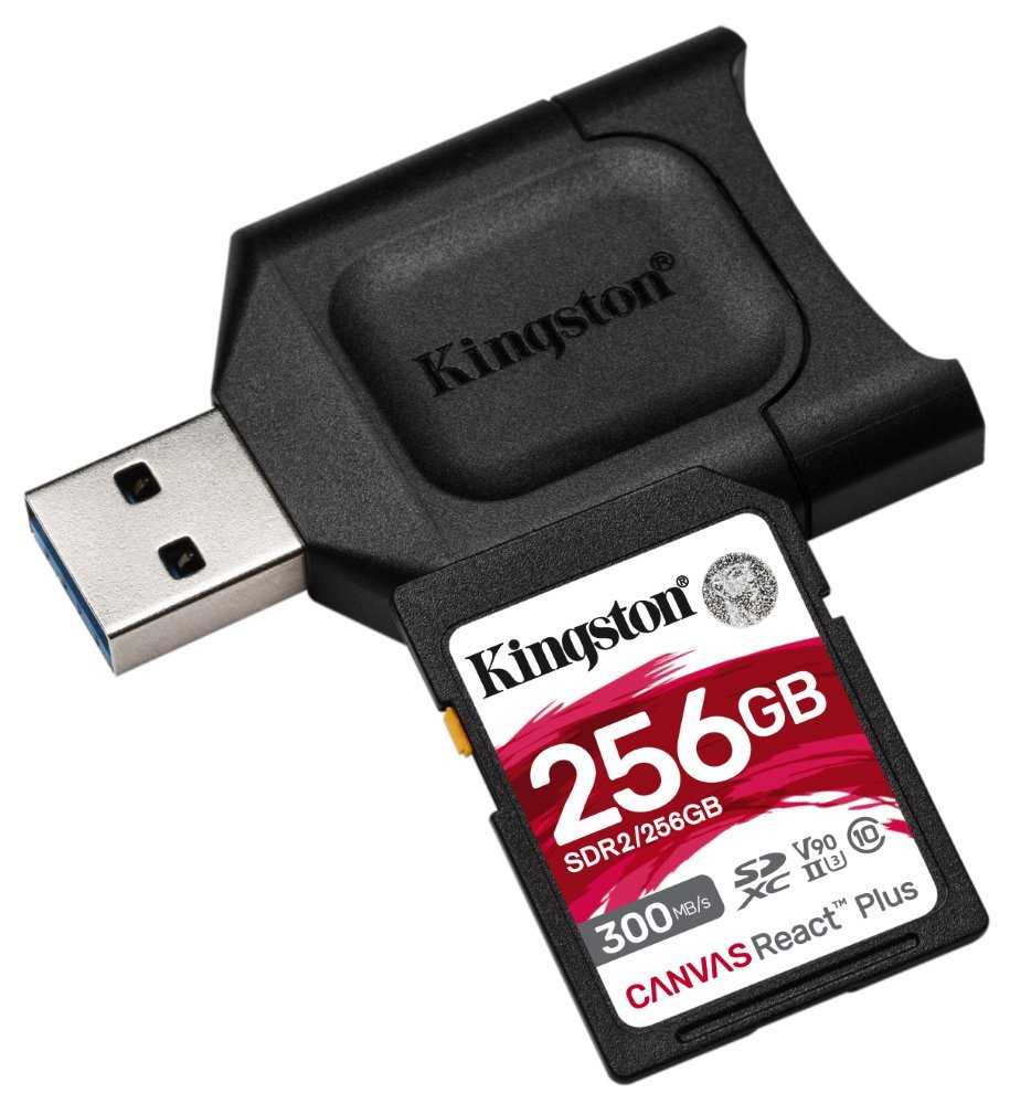 KINGSTON Canvas React Plus 256GB SDXC / UHS-II V90 U3 / CL10 / + USB čtečka  (2roky  záruka na čtečku)