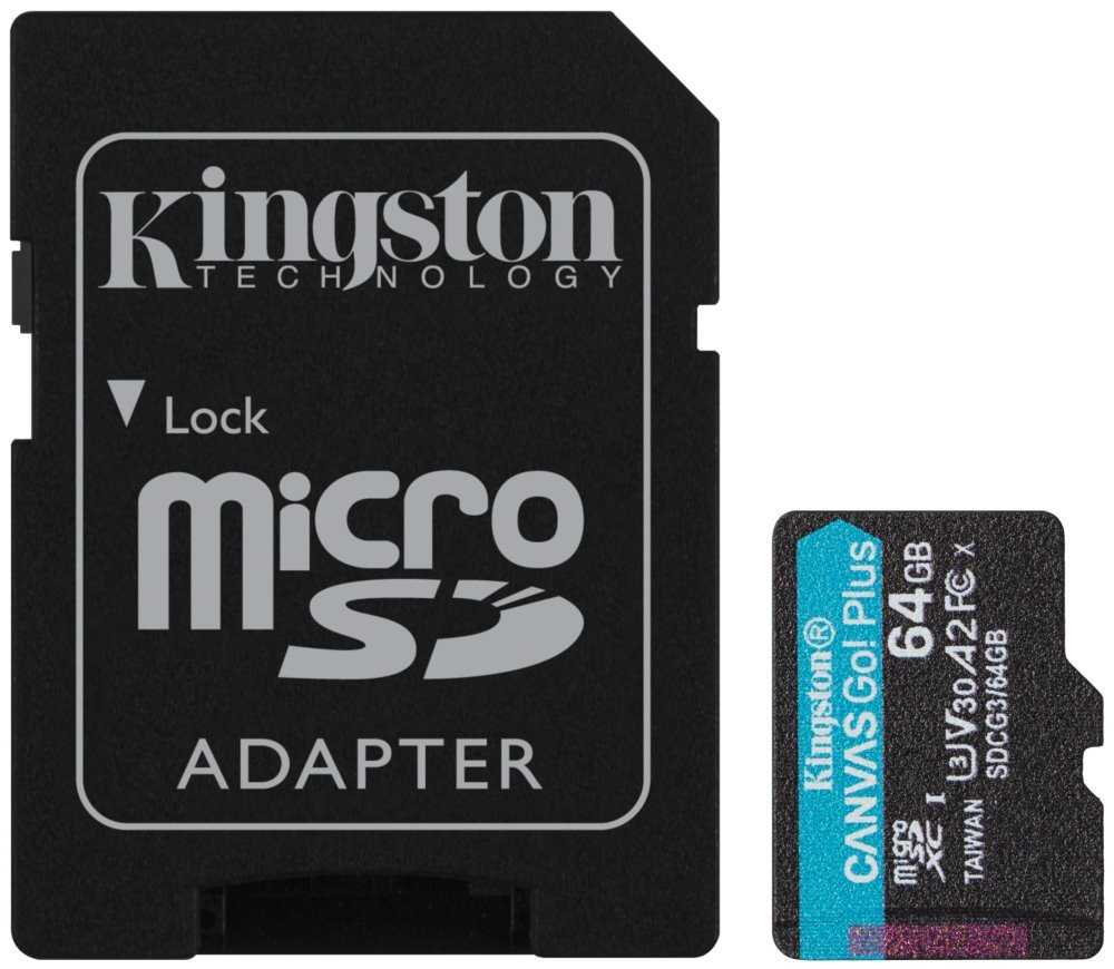 KINGSTON Canvas Go Plus 64GB microSDXC / UHS-I V30 U3 / CL10 / balení vč. adaptéru