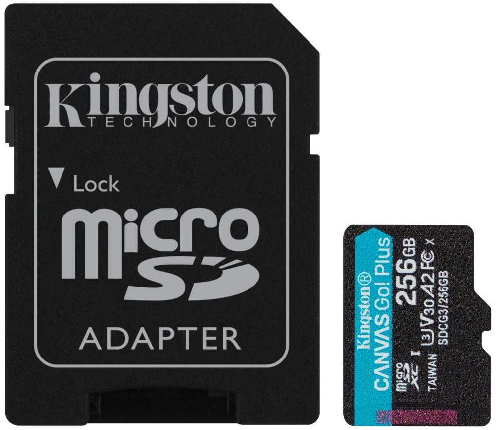 KINGSTON Canvas Go Plus 256GB microSDXC / UHS-I V30 U3 / CL10 / balení vč. adaptéru