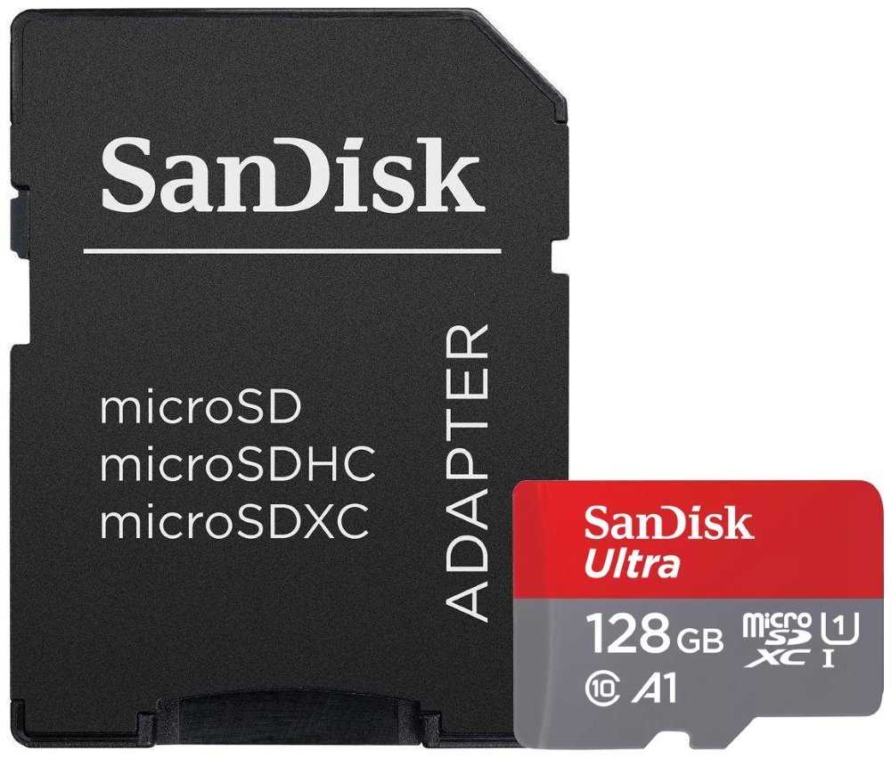SanDisk Ultra 128GB microSDXC / CL10 Ultra A1 UHS-I U1 / Rychlost až 120MB/s / vč. adaptéru