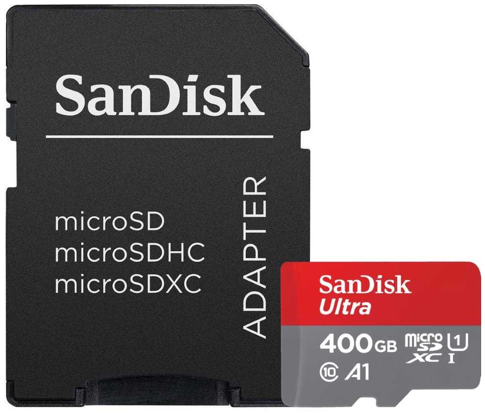 SanDisk Ultra 400GB microSDXC / CL10 Ultra A1 UHS-I U1 / Rychlost až 120MB/s / vč. adaptéru
