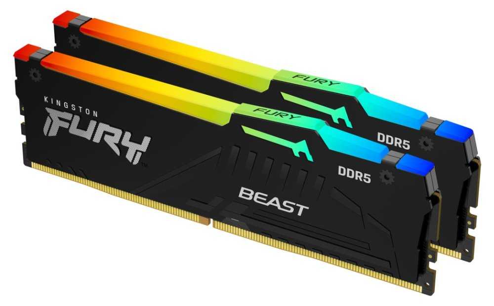 KINGSTON FURY Beast Black RGB 16GB DDR5 4800MT/s / CL38 / DIMM / Kit 2x 8GB