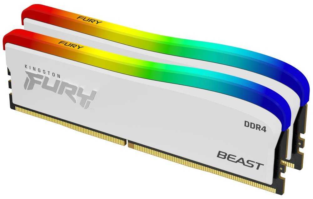 KINGSTON FURY Beast RGB 16GB DDR4 3200MT/s / CL16 / DIMM / Bílá / Kit 2x 8GB