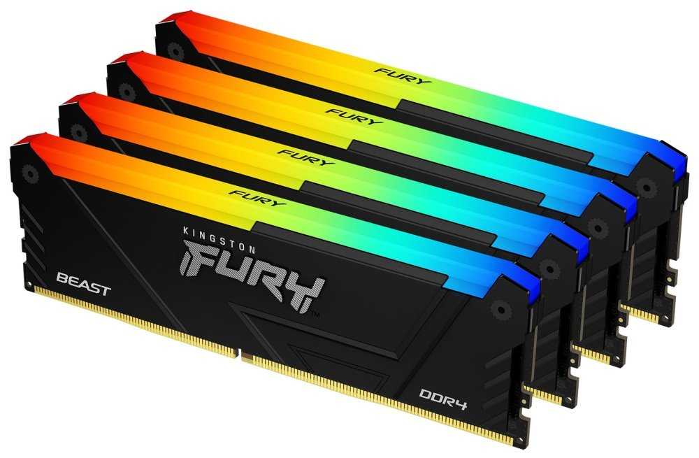 KINGSTON FURY Beast RGB 64GB DDR4 3200MT/s / DIMM / CL16 / 1Gx8 / KIT 4x 16GB