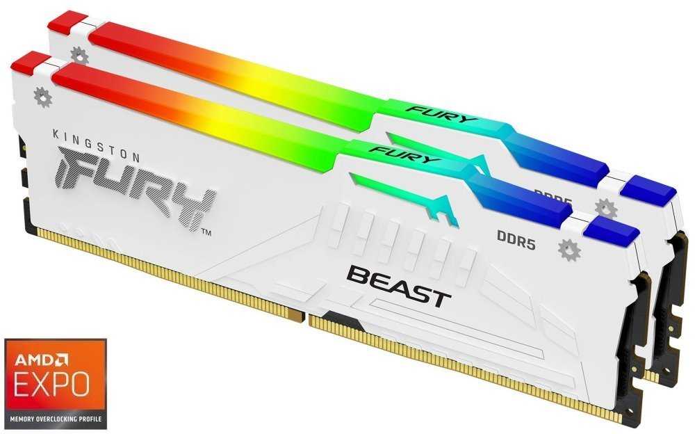 KINGSTON FURY Beast White RGB EXPO 32GB DDR5 6000MT/s / CL30 / DIMM / Kit 2x 16GB