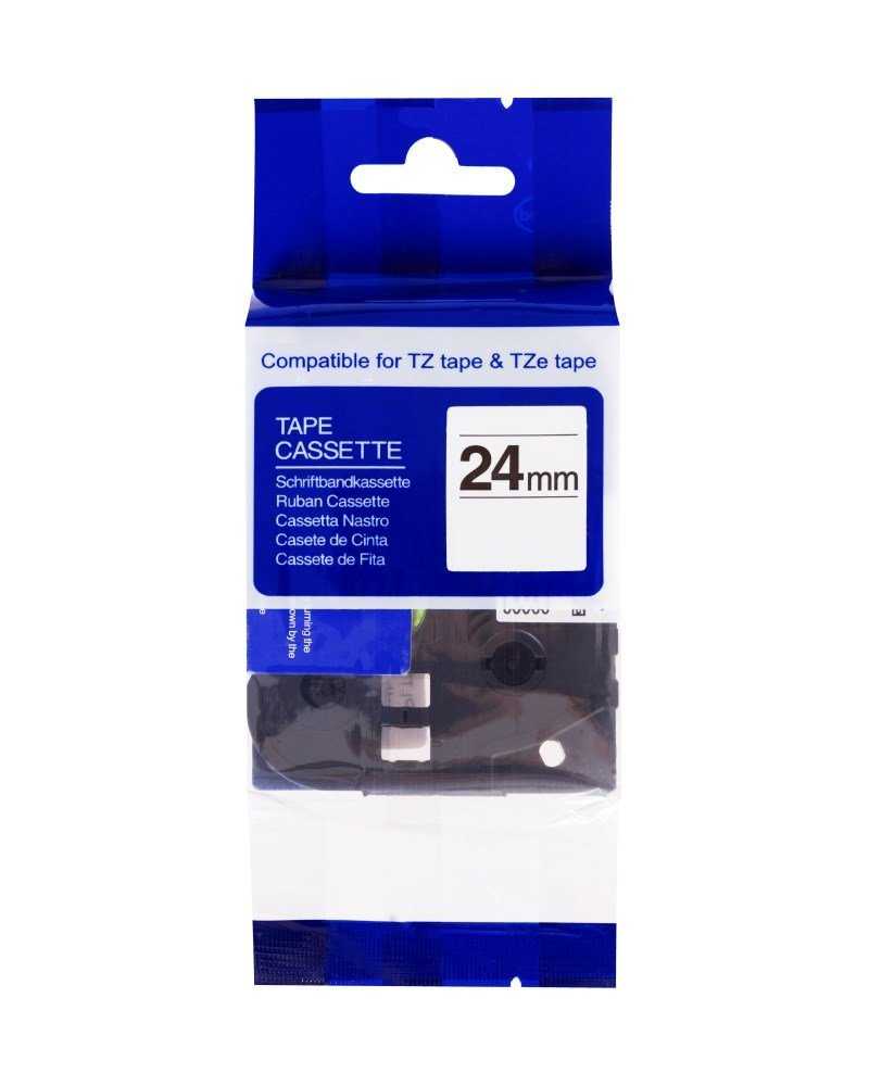 PRINTLINE kompatibilní páska s Brother TZE-355, 24mm, bílý tisk/černý podklad