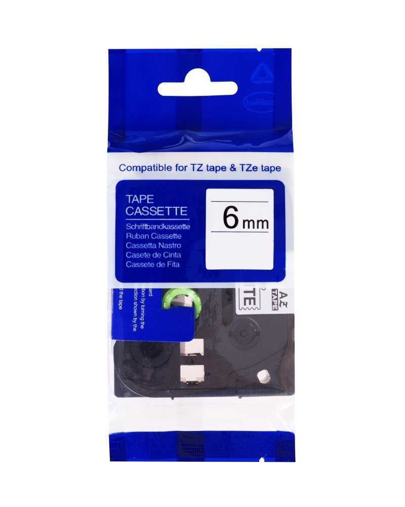 PRINTLINE kompatibilní páska s Brother TZE-FX211, 6mm, černý tisk/bílý podklad, flexibilní