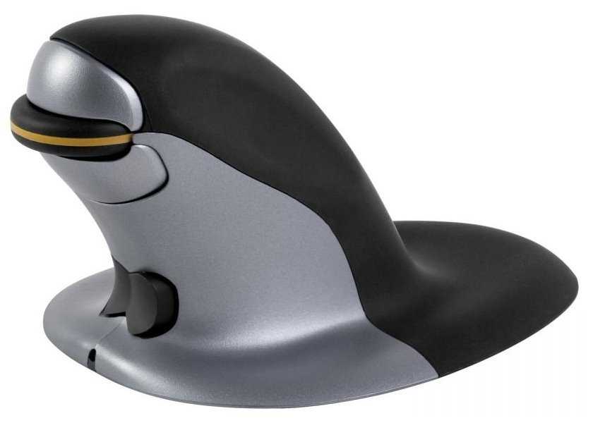 FELLOWES vertikální ergonomická myš Penguin/ bezdrátová/ velikost M/ 1 200 dpi/ černo-šedá