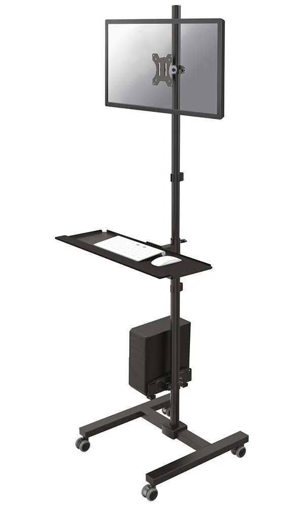 Neomounts  FPMA-MOBILE1700 / Mobile Workplace Floor Stand (monitor, keyboard/mouse & PC) / Black