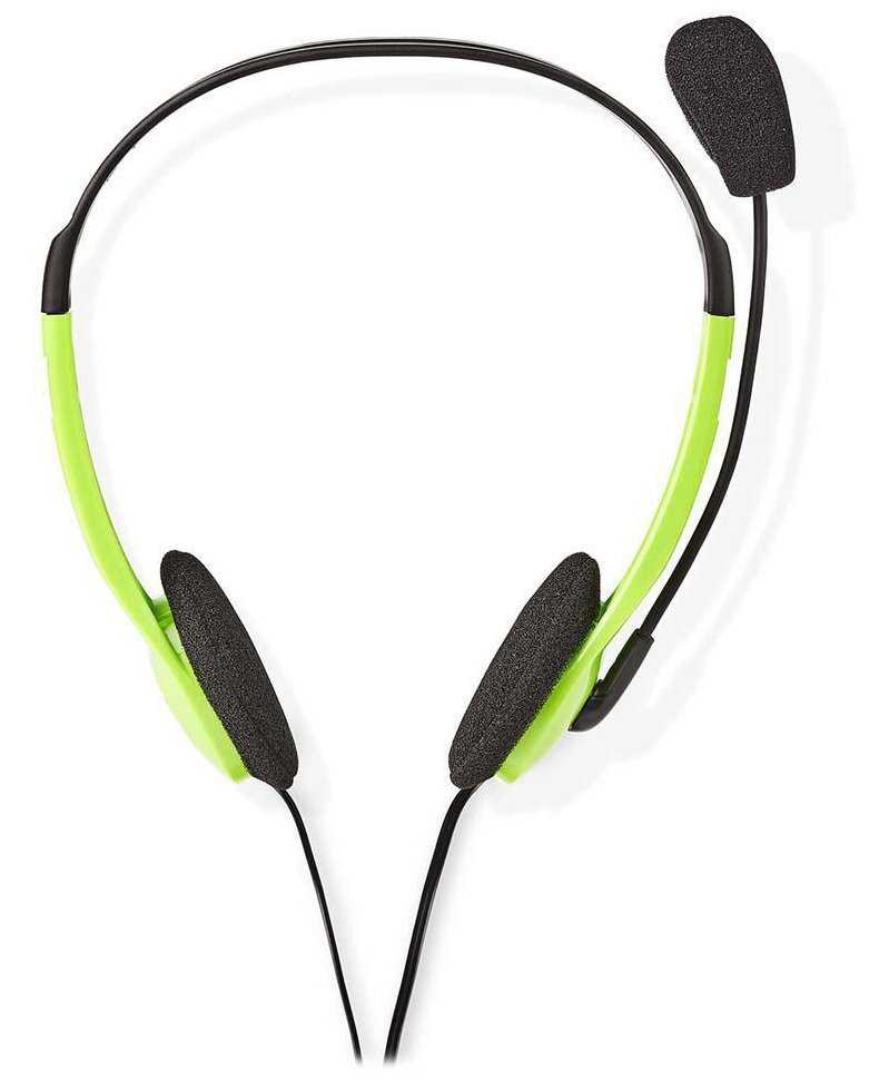 NEDIS headset CHST100GN/ drátová sluchátka + mikrofon/ 2x 3,5 mm jack/ kabel 2 m/ zelený