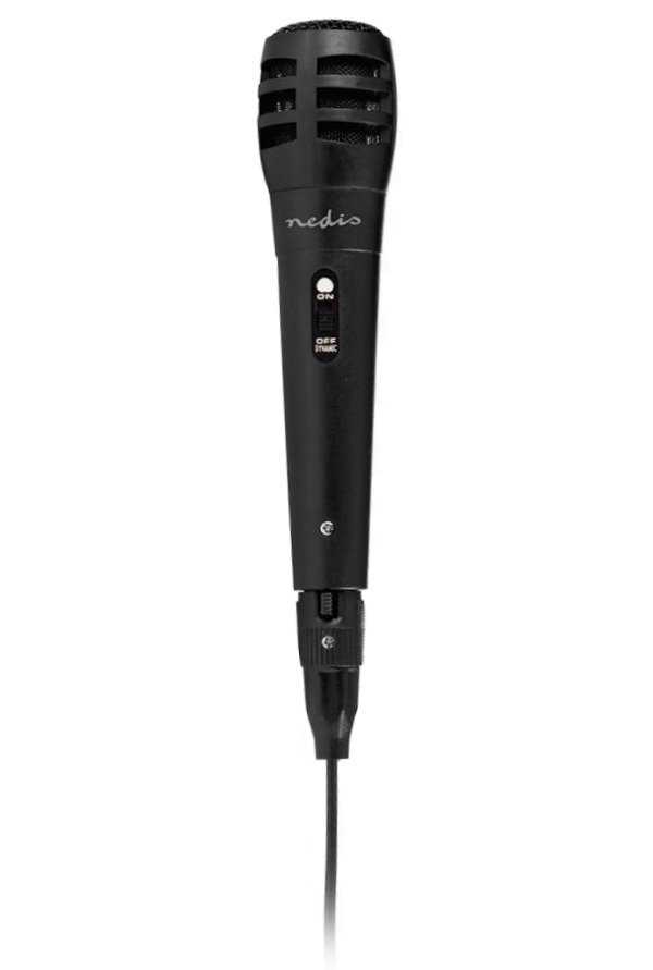 NEDIS kabelový mikrofon/ Kardioid/ odnímatelný kabel 5m/ 600 Ohm/ -75 dB/ jack 6.35 mm/ vypínač/ ABS/ černý
