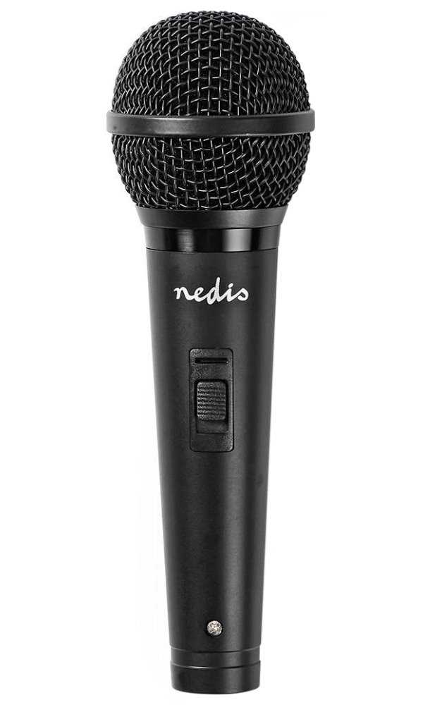 NEDIS kabelový mikrofon/ Kardioid/ odnímatelný kabel 5m/ 600 Ohm/ -72 dB/ jack 6.35 mm/ vypínač/ ABS/ černý
