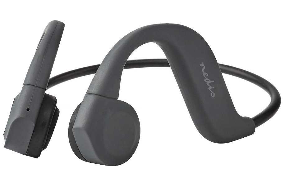 NEDIS bezdrátová sluchátka + mikrofon/ Bone Conduction/ výdrž 6,5 hodin/ ovládání hlasitosti/ IPX5/ šedé