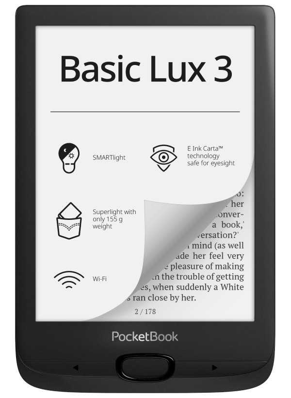 POCKETBOOK e-book reader 617 BASIC LUX 3 INK BLACK/ 8GB/ 6"/ Wi-Fi/ micro SD/ čeština/ černá
