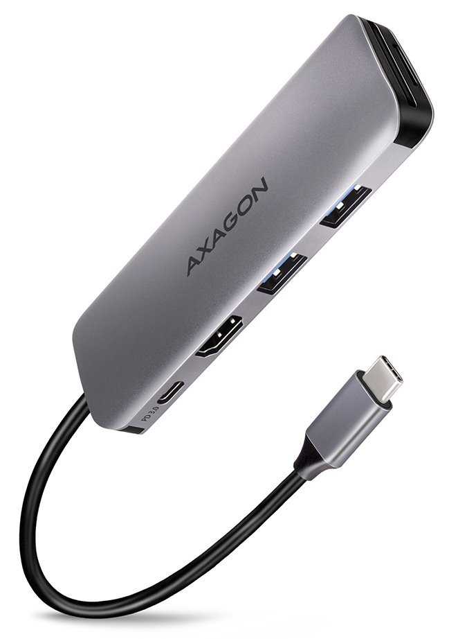 AXAGON hub USB-C / HMC-5 / USB 3.2 Gen1 / 1x USB-C / 2x USB-A / 1x HDMI / microSD/SD / 100W PD / 0,2m