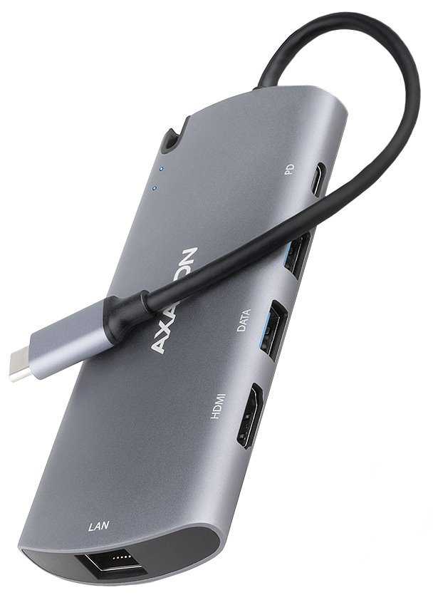 AXAGON hub USB-C / HMC-6M2 / USB 3.2 Gen1 / 2x USB-A / HDMI / GLAN / SATA M.2 / 100W PD / 0,1m