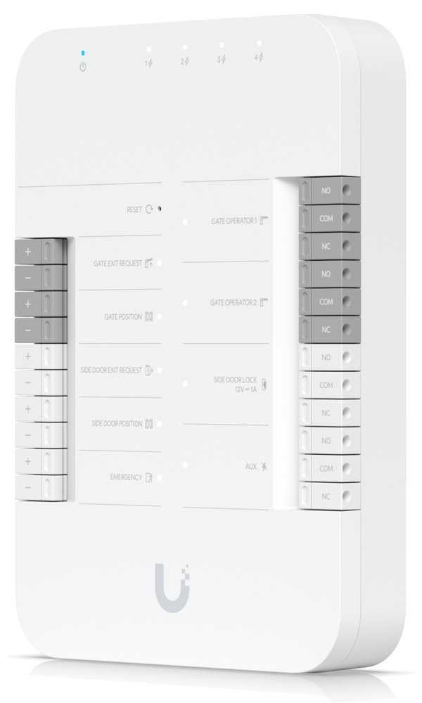 Ubiquiti UniFi Access Gate Hub - Rozbočovač, 4x PoE Out, 2x výstup Dry, 1x výstup 12V, 1x AUX, 5x vstup, 1x PoE++ In