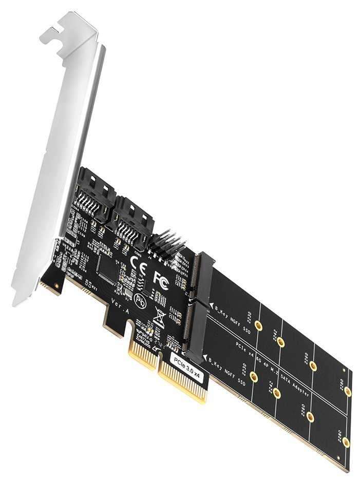 AXAGON řadič do PCIe pro 2x SATA 6G + 2x M.2 SSD / PCES-SA4M2 / délka: 2230 až 2280