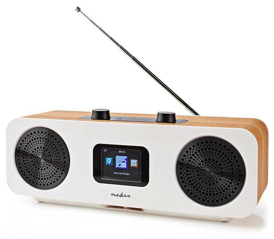 NEDIS internetové rádio/ výkon 34W/ FM/ DAB+/ Internet/ Bluetooth/ Wi-Fi/ USB/ 3,5mm jack/ bílé/ dřevo