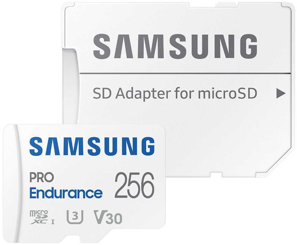 SAMSUNG PRO Endurance MicroSDXC 256GB + SD Adaptér / CL 10 UHS-I U3 / V30