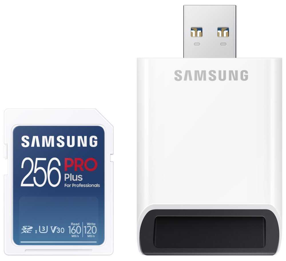 SAMSUNG PRO Plus SDXC 256GB + USB Adaptér / CL10 UHS-I U3 / V30