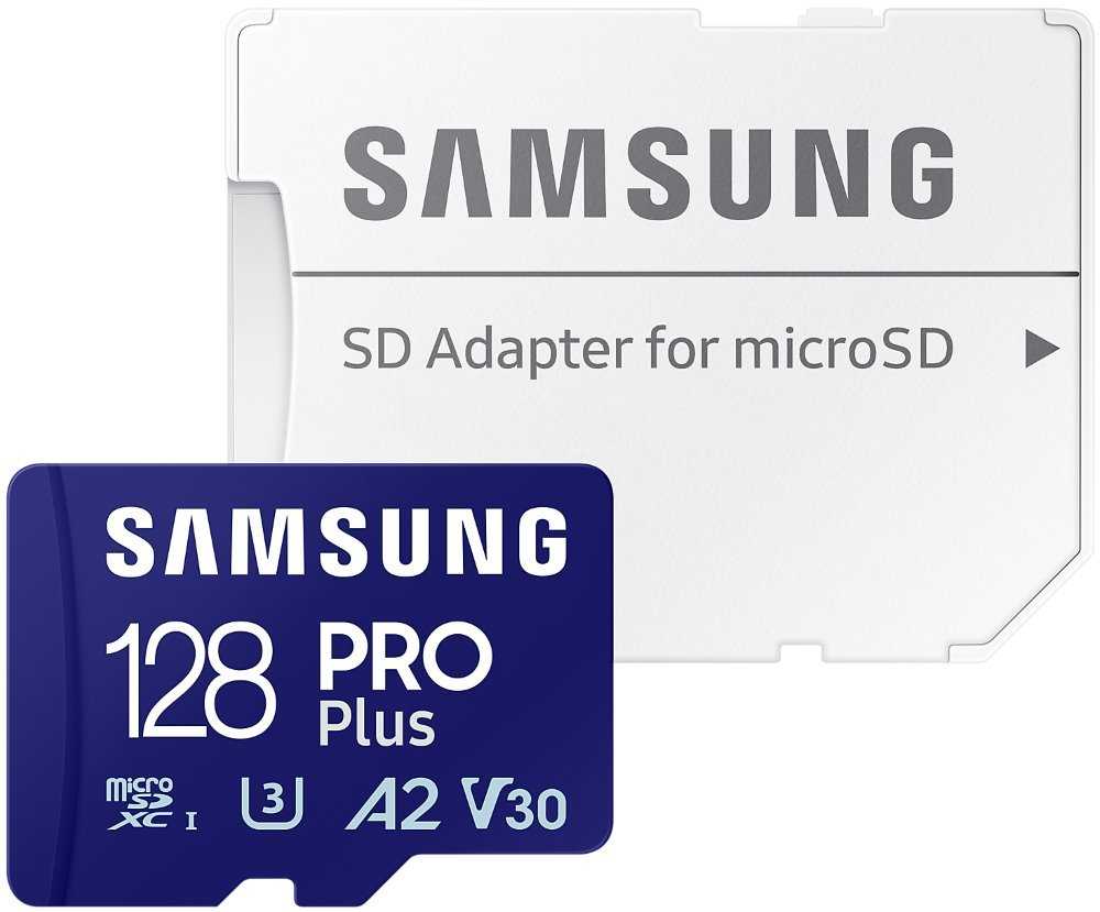 SAMSUNG PRO Plus MicroSDXC 128GB + SD Adaptér / CL10 UHS-I U3 / A2 / V30