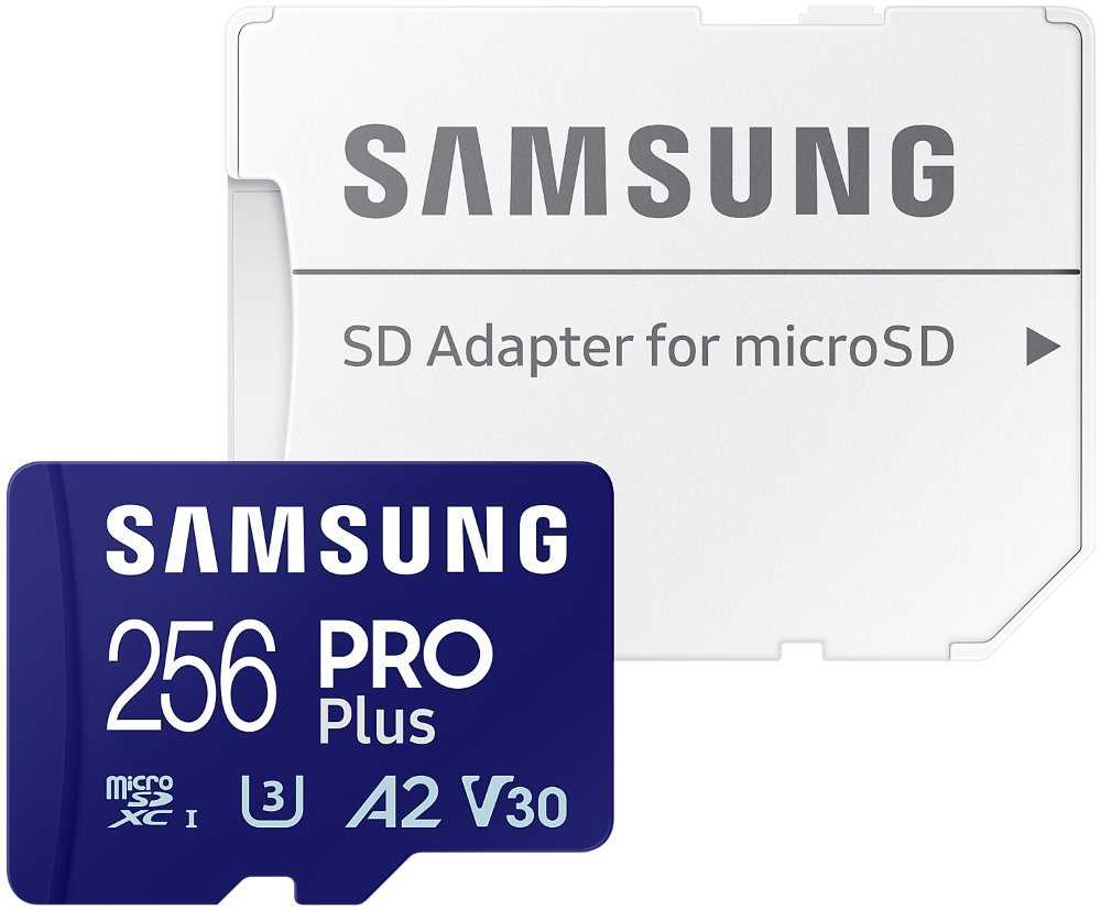 SAMSUNG PRO Plus MicroSDXC 256GB + SD Adaptér / CL10 UHS-I U3 / A2 / V30