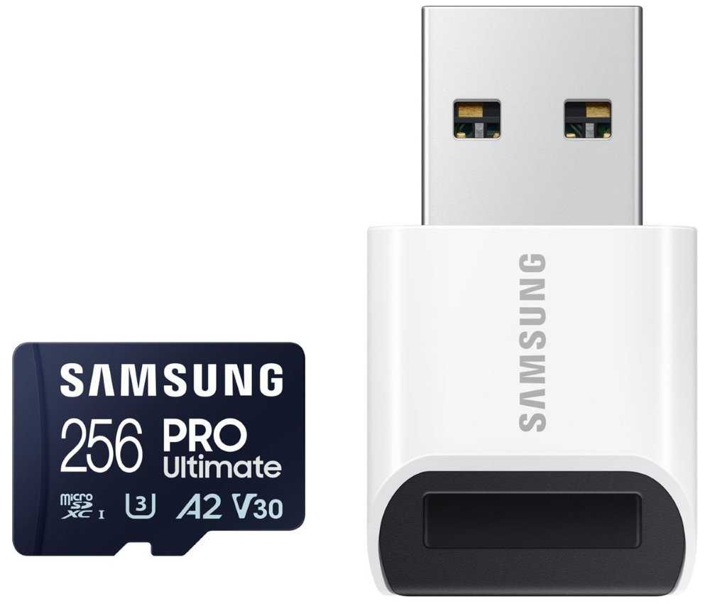 SAMSUNG PRO Ultimate MicroSDXC 256GB + USB Adaptér / CL10 UHS-I U3 / A2 / V30