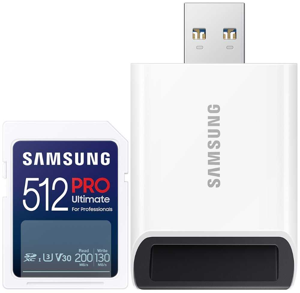 SAMSUNG PRO Ultimate SDXC 512GB + USB Adaptér / CL10 USH-I U3 / V30