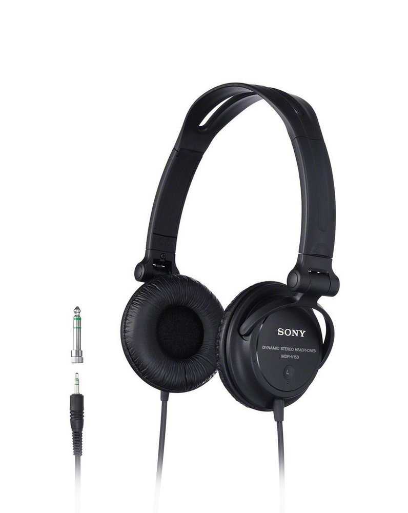SONY sluchátka náhlavní MDRV150/ drátová/ 3,5mm jack/ citlivost 98 dB/mW/ černá