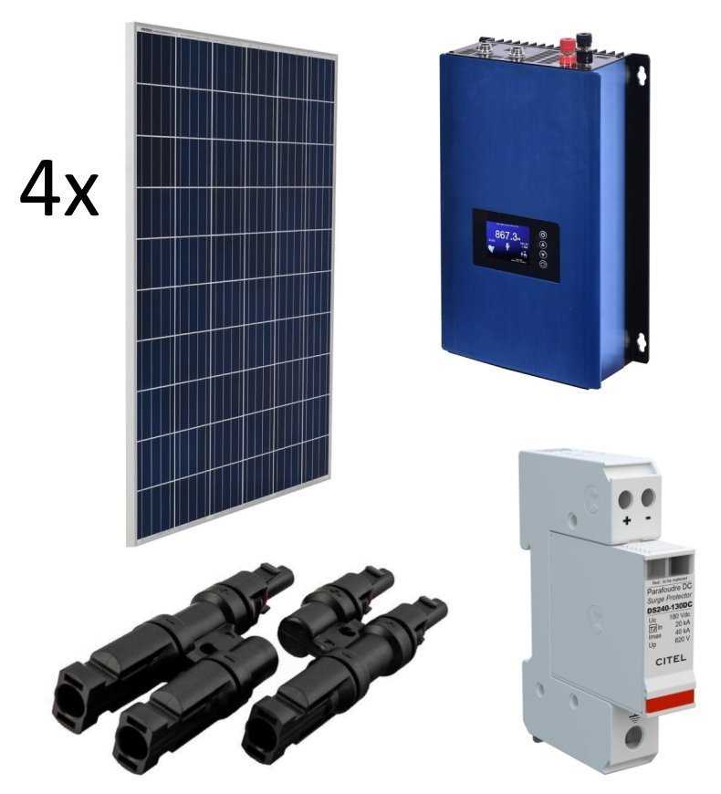 Solarmi GridFree 1000 solární elektrárna: 1kW GTIL měnič s limiterem + 4x 290Wp solární panel
