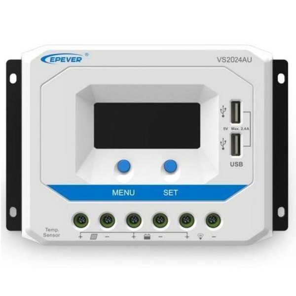 EPEVER VS1024AU solární PWM regulátor 12/24 V, 10 A, USB, vstup 50V (VS1024AU)