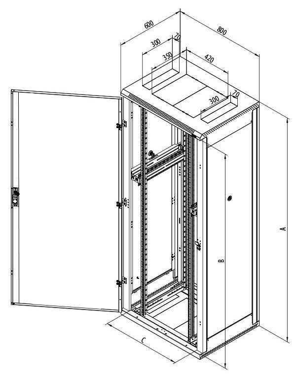 Triton 19´ rozvaděč stojanový 42U/800x600 plechové dveře RAL7035, šedý