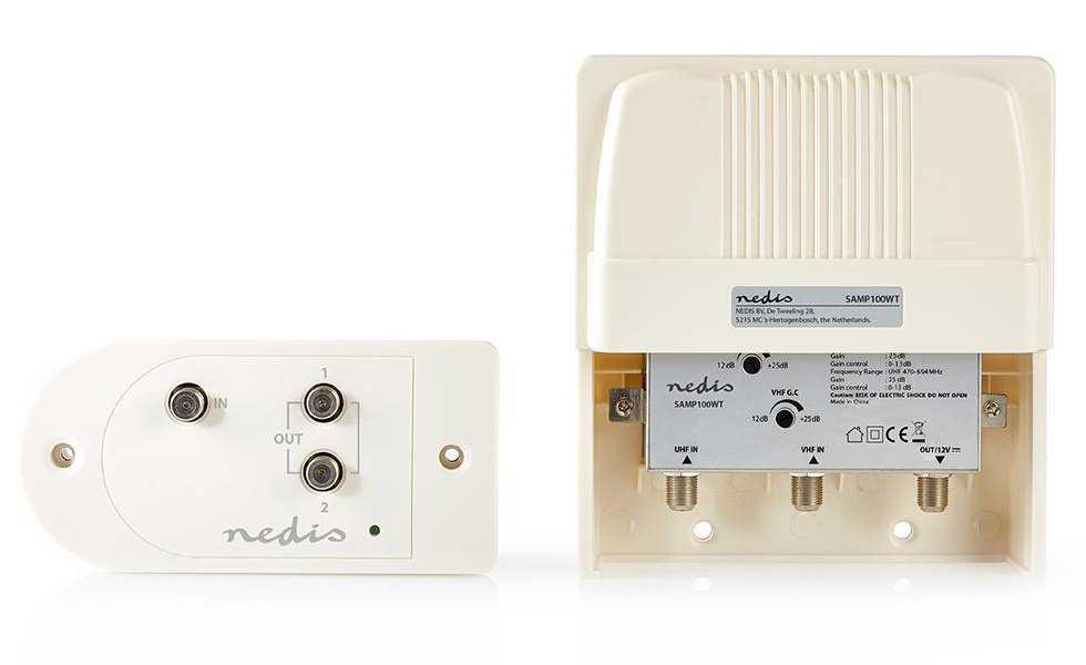 NEDIS sada zesilovače a stožárového držáku/ VHF/ UHF/ maximální zesílení 25 dB/ konektor F/ bílý