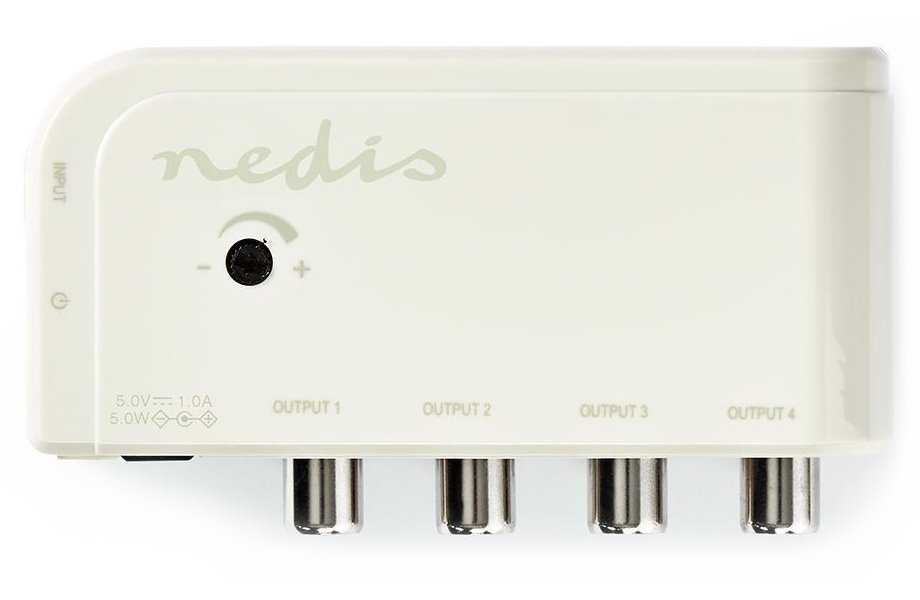 NEDIS zesilovač CATV/ maximální zesílení 10 dB/ 50-694 MHz/ 4 výstupy/ konektor IEC/ bílý