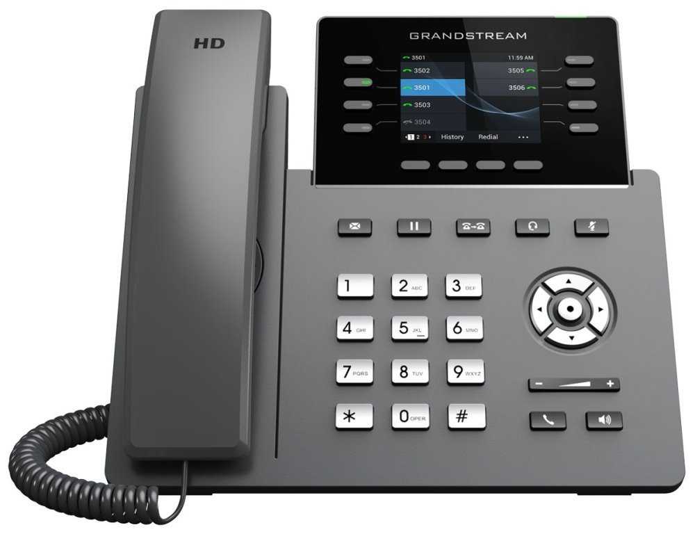 Grandstream GRP2624/ VoIP telefon/ 2,8" barevný display/ 4x SIP/ 2x LAN/ 1x USB/ PoE/ WiFi/ BT/ GDMS