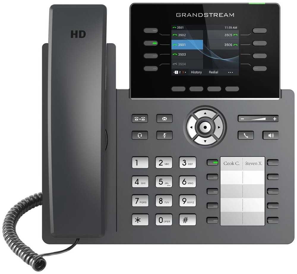 Grandstream GRP2634/ VoIP telefon/ 2,8" barevný display/ 4x SIP/ 2x LAN/ 1x USB/ PoE/ WiFi/ BT/ GDMS