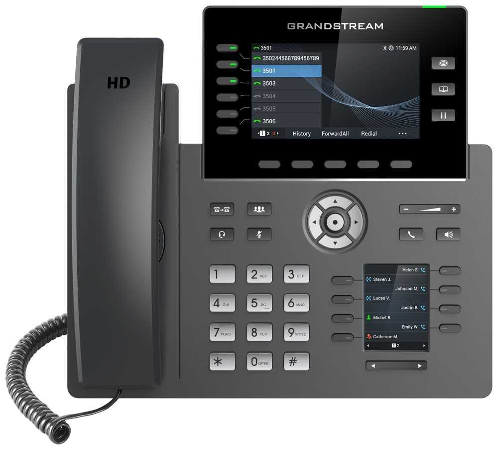 Grandstream GRP2616 VoIP telefon, 6x SIP, barevný 4,3" displej, 2x Gbps RJ45, PoE, DualBand WiFi, BT, 1x USB