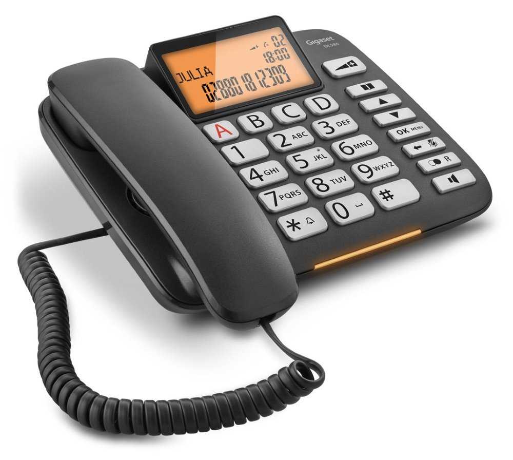 SIEMENS GIGASET DL580 - standardní telefon s displejem, seznam na 99 čísel, handsfree, výborný zvuk, barva černá