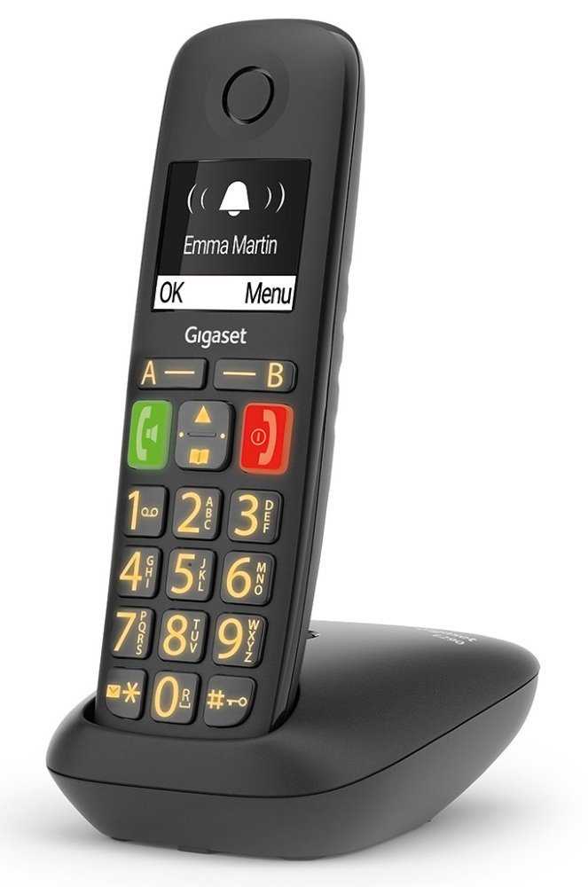 SIEMENS GIGASET E290 - DECT/GAP bezdrátový telefon, podsvícená tlačítka, dětská chůvička, barva černá