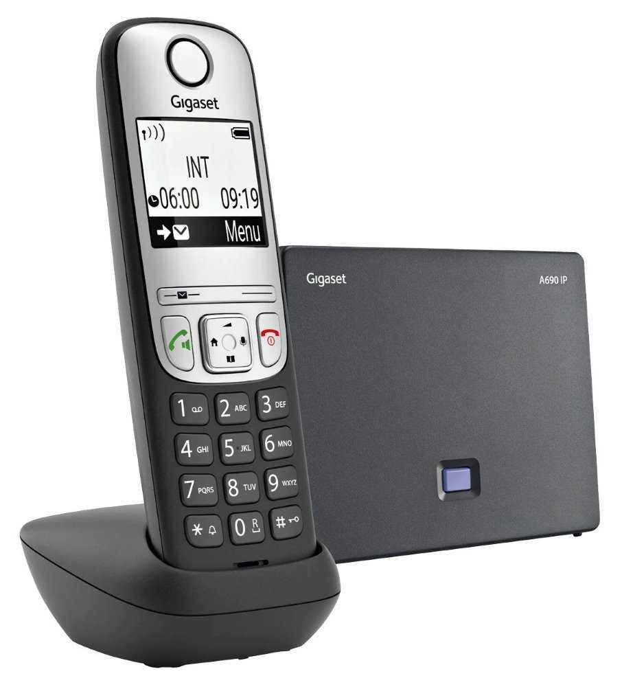 SIEMENS GIGASET A690 - DECT/GAP bezdrátový IP telefon, 6 SIP účtů, 1x PSTN, až 3 hovory zároveň, barva černá