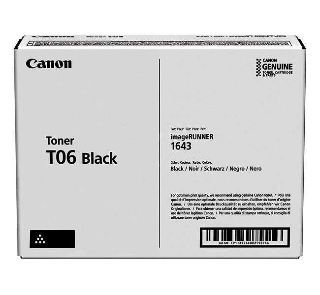 Canon originální toner T06, černý, 20 500str., pro ImageRUNNER 1643i, 1643iF