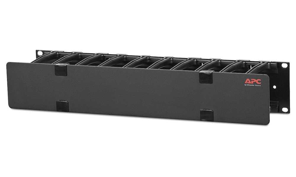 APC Horizontal Cable Manager, 2U x 4" Deep, Single-Sided with Cover