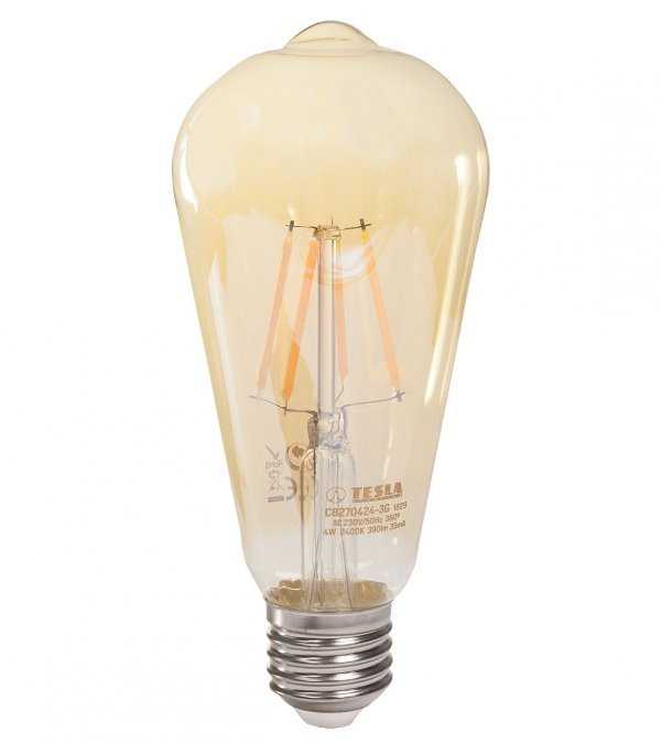 TESLA LED žárovka CONE BULB VINTAGE/ E27/ 4W/ 230V/ 380lm/ 2400K/ teplá bílá/ zlatá